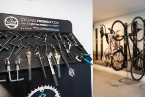 a display of bicycle tools in a display case at BLUESEA Piscis - Adults Only in Port d'Alcudia