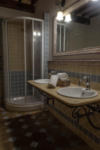 a bathroom with a sink and a shower at Agriturismo L'Olmo in San Gimignano