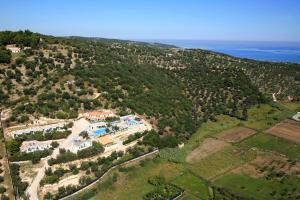 an aerial view of a house on a hill next to the ocean at Residence Il Falco in Vieste