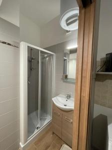 a bathroom with a shower and a sink at Casa Nicola Maria in Grottaglie +36 photos