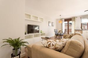 Apartamento Zoraida Centro في غرناطة: غرفة معيشة مع أريكة وتلفزيون