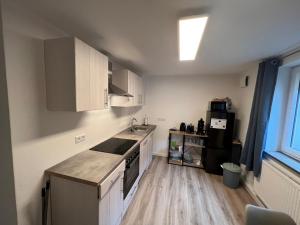 Ferienwohnung Raiffeisenstraße -groß-にあるキッチンまたは簡易キッチン