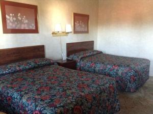 une chambre d'hôtel avec 2 lits et 2 lampes dans l'établissement Downtown Motel, à Gaylord