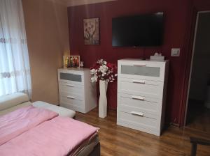 A television and/or entertainment centre at Mátyás Apartman