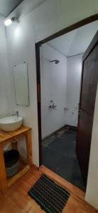a bathroom with a sink and a mirror at Hare's BAR AND RESTAURANT in Canacona +54 photos