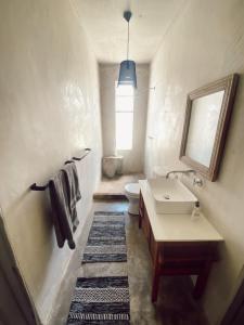 a bathroom with a sink and a toilet at Britskraal Guest Farm in Strydenburg