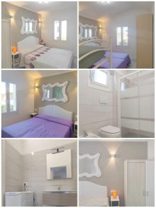 a collage of four pictures of a bedroom at Villa Miami in Bibione