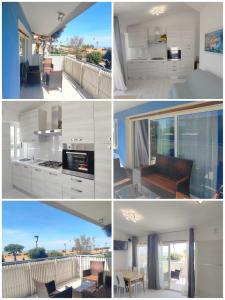 a collage of photos of a kitchen and a living room at Villa Miami in Bibione