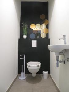 a bathroom with a toilet and a sink at Chez petit Gust Welkom in La Roche en ardenne in La-Roche-en-Ardenne