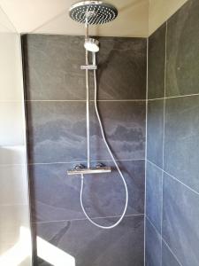 a shower with a shower head in a bathroom at Allongueroye in Houffalize
