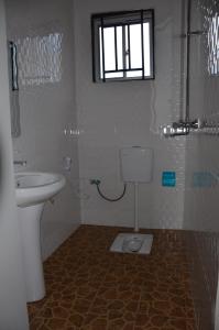 a bathroom with a toilet and a sink at Lunguya Annex Lodge in Dar es Salaam