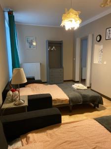 Posteľ alebo postele v izbe v ubytovaní Apartament Grafitowy Willa Laser