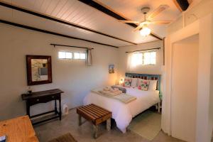 a bedroom with a bed and a ceiling fan at Over Karoo Inn in Barrydale
