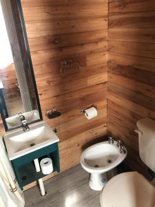 een badkamer met een wit toilet en een wastafel bij hospedaje tincho 6pax in Mar del Plata