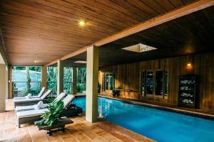 a swimming pool with two lounge chairs next to it at Daintree Ecolodge in Daintree