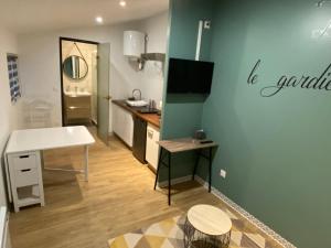 Μια τηλεόραση ή/και κέντρο ψυχαγωγίας στο LE PATIO Studio-Terrasse Montbeliard-Centre