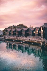a row of houses next to a body of water at Hamn i Senja in Hamn