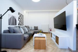 Televízia a/alebo spoločenská miestnosť v ubytovaní Pagrati's best apartment