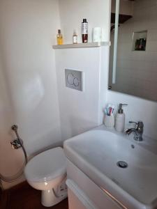 a white bathroom with a toilet and a sink at Tuscany boutique apartment in Manciano