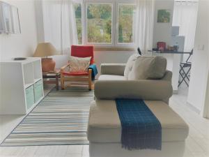ein Wohnzimmer mit einem Sofa und einem Stuhl in der Unterkunft Sintra Sweet Apartment I - Free Parking in Sintra