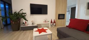 Televízia a/alebo spoločenská miestnosť v ubytovaní Triventi Apartament Rajski