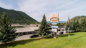 an overhead view of a hotel sign and a motel at The Virginian Lodge, an Outbound Hotel in Jackson