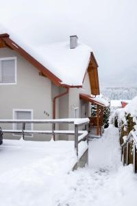 a house covered in snow at Apartmenthaus HAUS Gipfelglück Apartment DOCHSTOA in Haus im Ennstal