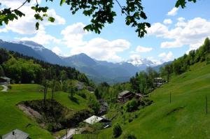 a village in a valley with mountains in the background at Hartlerlehen Rasp in Berchtesgaden