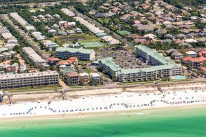 an aerial view of the beach and hotels at Maravilla in Destin
