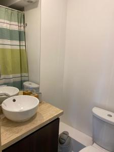 a bathroom with a sink and a toilet at Studio Victoria 400 in Concepción