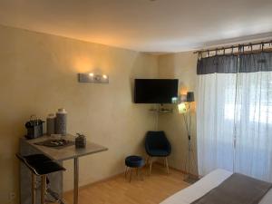 TV a/nebo společenská místnost v ubytování Appart'Hôtel Residence Dizerens