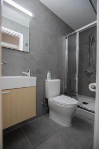 Arsos Nest في Arsos: حمام مع مرحاض ودش ومغسلة