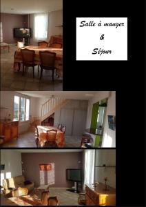 two pictures of a living room and a dining room at Gîte Les Galipes in Mareuil-sur-Ay