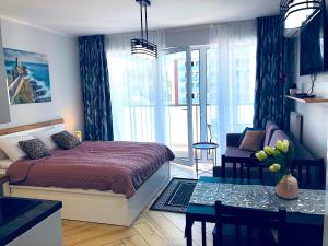 Posteľ alebo postele v izbe v ubytovaní Apartment Superior Baltic with Terrace - FREE Pool, Saunas, Jacuzzi, Fitness, Salzgrotte