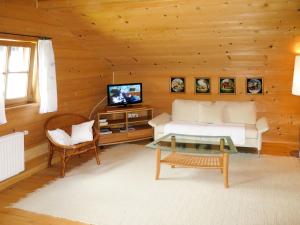 a living room with a couch and a tv at Holiday Home Lehner im Wald - RZM100 by Interhome in Rutzenmoos