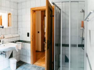 a bathroom with a shower and a sink at Apartment Herzele by Interhome in Arriach