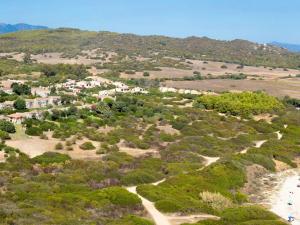 una vista aerea di una spiaggia alberata di Holiday Home Ville Sant'Elmo - REI241 by Interhome a Monte Nai