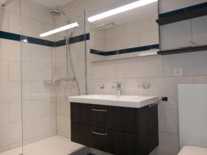 a bathroom with a sink and a shower at Apartment Allod Park Haus C 404 by Interhome in Davos +31 photos