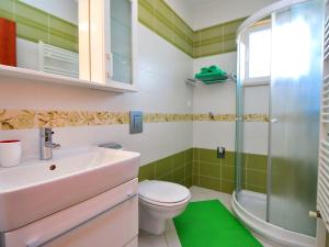 a bathroom with a sink and a toilet and a shower at Apartment Cvita-1 by Interhome in Sovlje