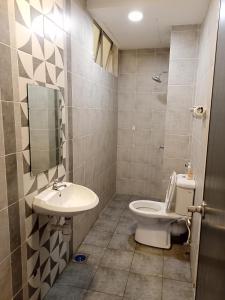 a bathroom with a toilet and a sink at Cameron Homestay @ Quintet in Tanah Rata