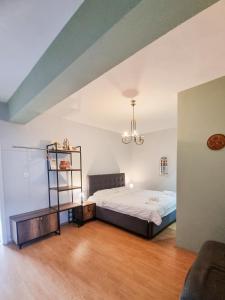a bedroom with a bed and a dresser at Tirana City Centre Folk Villa in Tirana