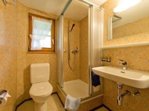 サースフェーにあるApartment Maria by Interhomeのバスルーム(トイレ、洗面台、シャワー付)
