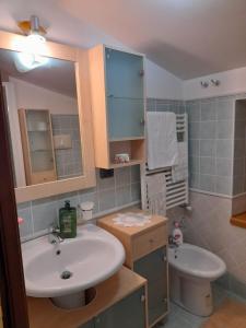 a bathroom with a sink and a toilet at Casa Sigiu - La Vetta in Terminillo