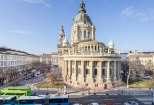 Nespecifikovaný výhled na destinaci Budapešť nebo výhled na město při pohledu z apartmánu