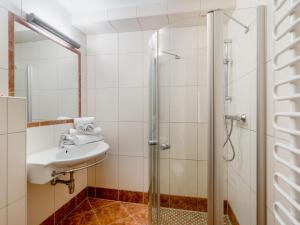 a bathroom with a sink and a shower at Apartment Papa Joe's Kuschelappartements-1 by Interhome in Schladming
