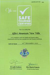 Certifikát, hodnocení, plakát nebo jiný dokument vystavený v ubytování Effie Mountain View coco villa
