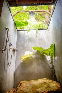 a shower with a window and a plant in it at Villa Don Bastian in Tangalle