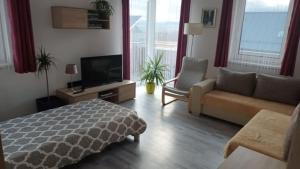 Televízia a/alebo spoločenská miestnosť v ubytovaní Villa Active & Relax