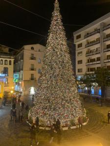 サレルノにあるCasa Suarèの夜の大クリスマスツリー