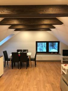 Televízia a/alebo spoločenská miestnosť v ubytovaní Apartamenty GOSZOWIANKA